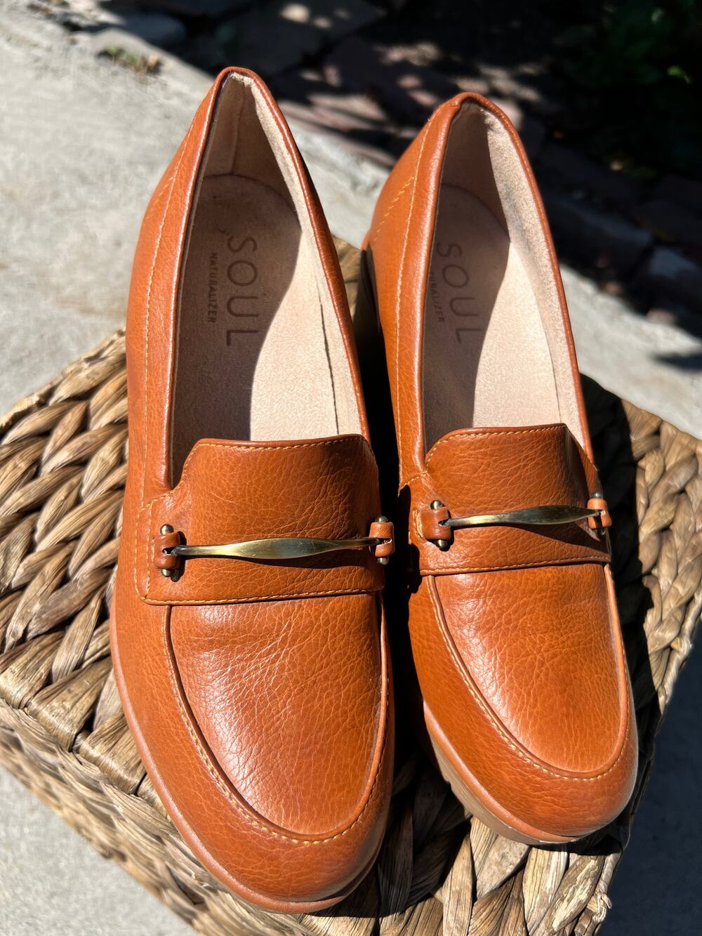 SOUL Naturalizer Tan Leather Achieve Wedge Loafer Women’s Size 8.5 Wide